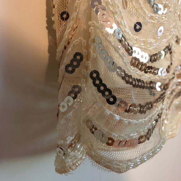 NYE Ivory/Champagne Sequined Gatsby Dress Size M - Picture 6 of 8